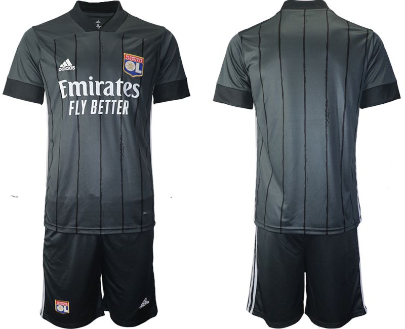 Men 2020-2021 club Olympique Lyonnais away black Soccer Jerseys